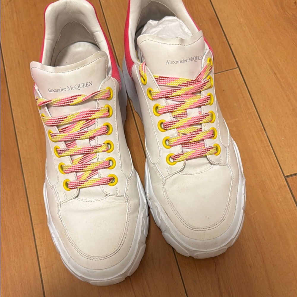Alexander McQueen White and Pink Sneakers